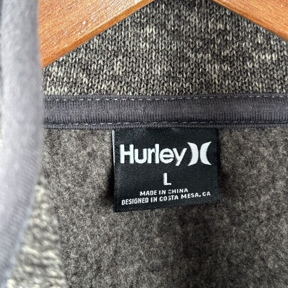 Hurley Sweater Mens Large Brown Quarter Zip Pullover Outdoor Fleece Soft EUC - Picture 4 of 10
